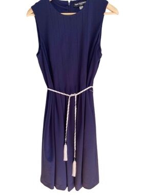 Karl Lagerfeld Navy Sleeveless Pleated Dress